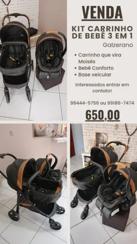 Carrinho de bebê 3 em 1 com bebê conforto
