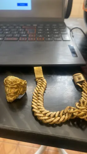 Pulseira e dedeira moeda antiga 