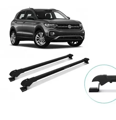 Rack Travessa de Teto Volkswagen T-Cross 2019 - Slim Preta - Projecar