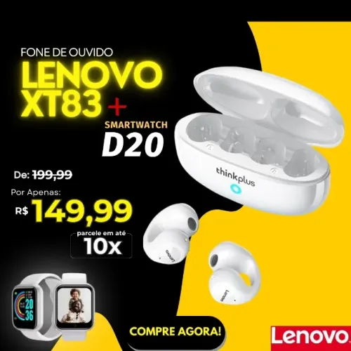Kit Fone Bluetooth Lenovo XT83 + Smartwatch D20 | Garantia | Pronta Entrega