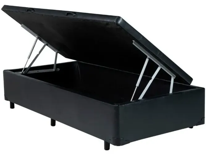 Cama Box Baú Solteiro Courino Cinza