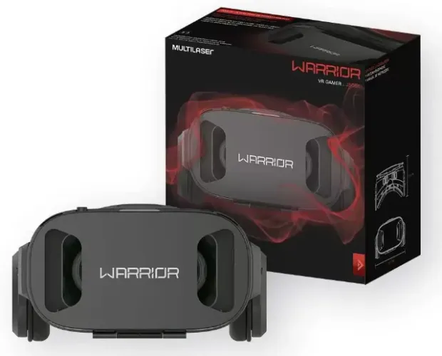 Óculos Realidade Virtual 3D Gamer Hedeon com Fone de Ouvido Preto Warrior - JS086