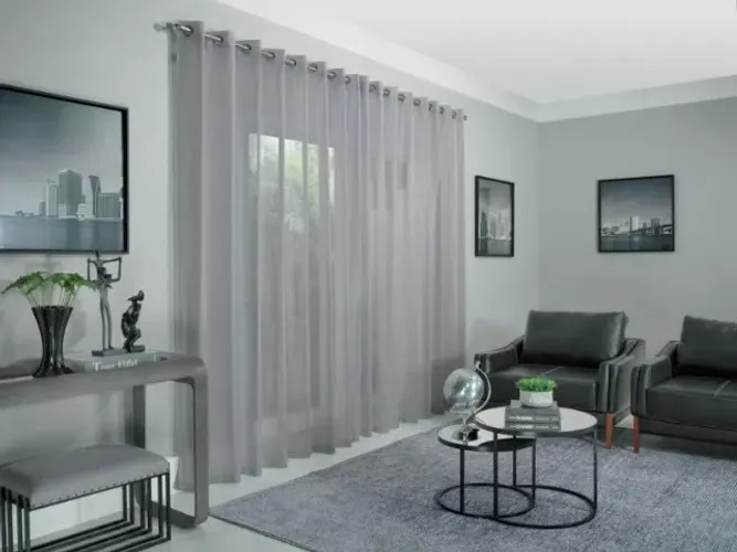 Cortina Translucida sob medida - Linho Cinza 
