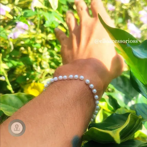 Pulseira de Pérolas e Banho de ouro 18k 