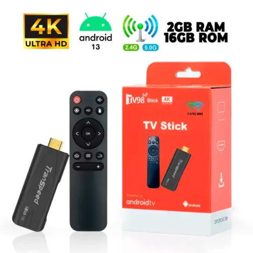TV STICK Android 13 HDMI 4K 2GB RAM 16GB ROM Armazenamento CPU A53 Quadcore