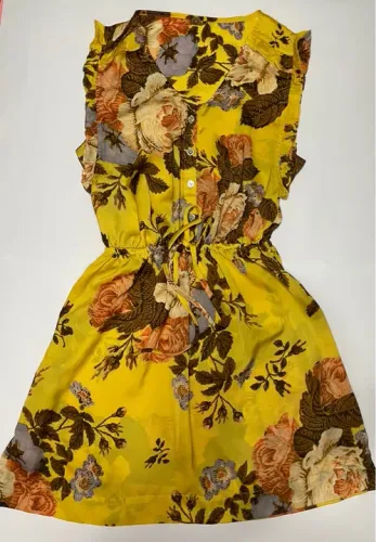 Vestido ou Saída de praia Floral Amarelo P/M Farm