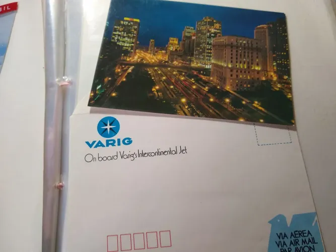 Cartão postal + envelope Varig 