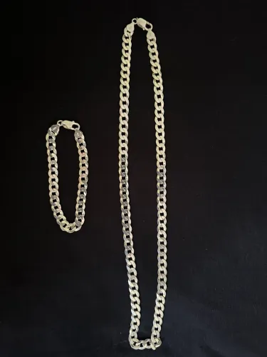 Corrente e pulseira prata 925 7mm