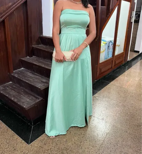 Vestido longo verde tomara que caia (02 em 01)