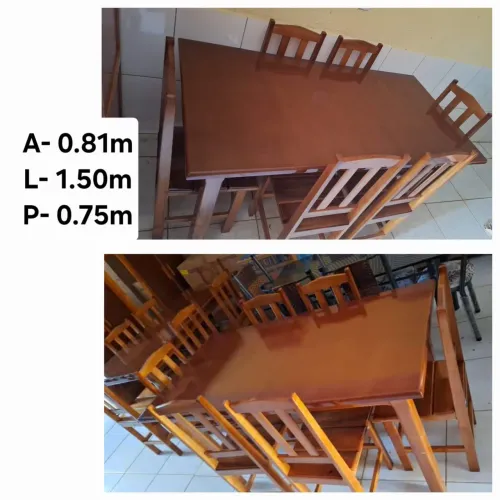 MESA DE MADEIRA 6 CADEIRAS NOVA