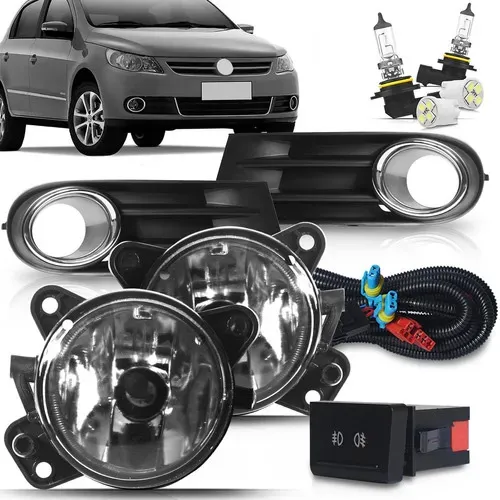 Kit Farol De Milha Gol G5 Moldura Cromo