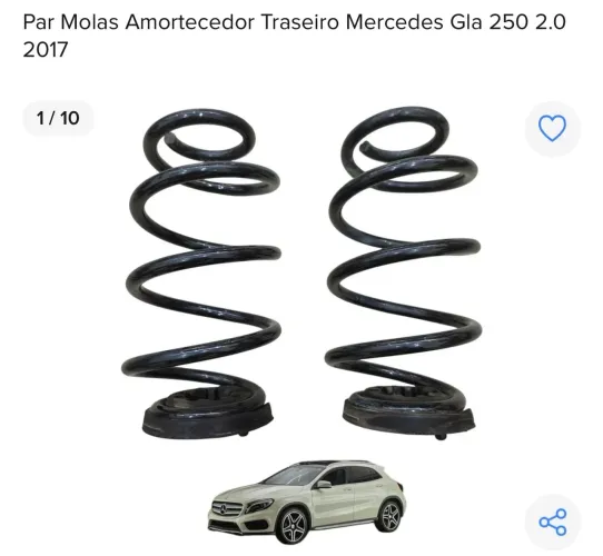 Par Molas Amortecedor Traseiro Mercedes Gla 250 2.0 2017