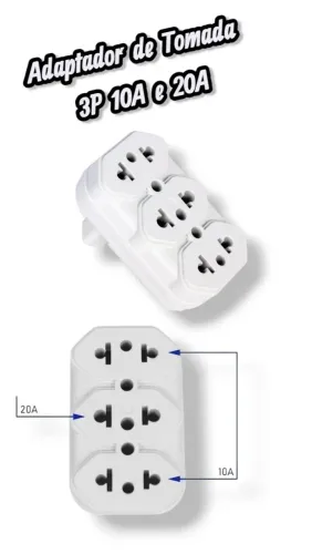 Adaptador de Tomada 3P 10A e 20A