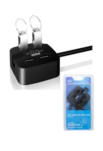 HUB USB 2.0 4 PORTAS KNUP KP-T122 PRETO MAC / WINDOWS