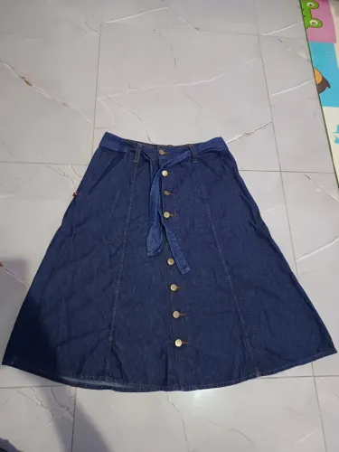 Saia Jeans Midi Rodada