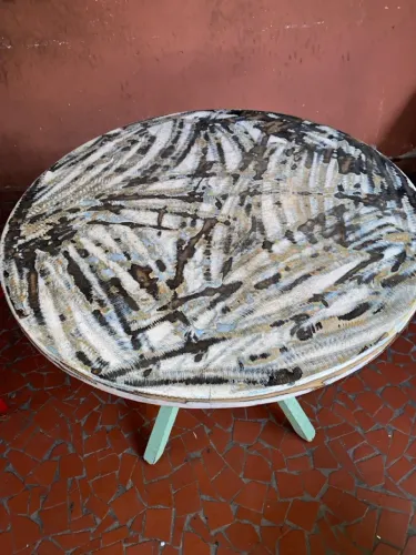 Mesa Redonda Decorativa Artesanal