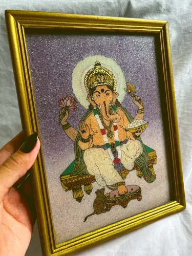 Quadro Ganesha feito de pedras