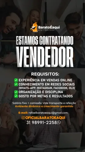 VENDEDOR(A) COM EXPERIENCIAS E VENDAS ONLINE