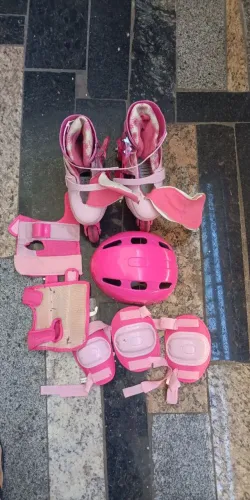 Kit Patins Infantil Rosa Completo