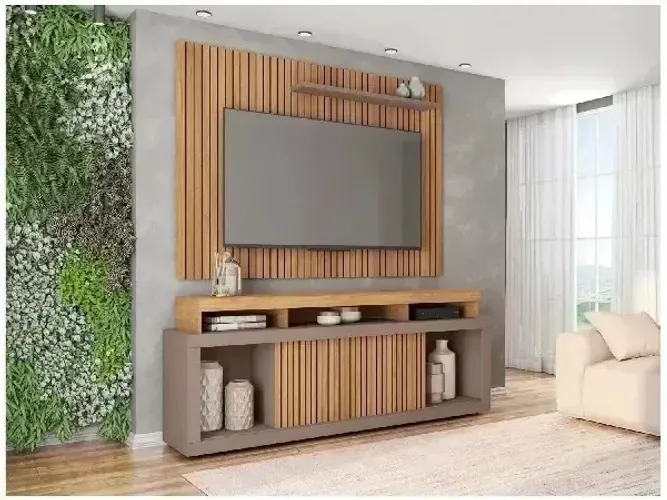 Rack com Painel AG Ripado Montagem na Hora - 12 Meses de Garantia