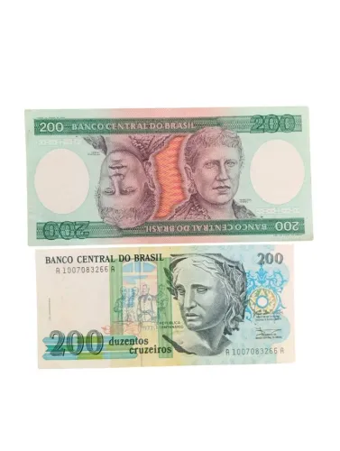 2 cédulas 200 Cruzeiros Flôr de estampa