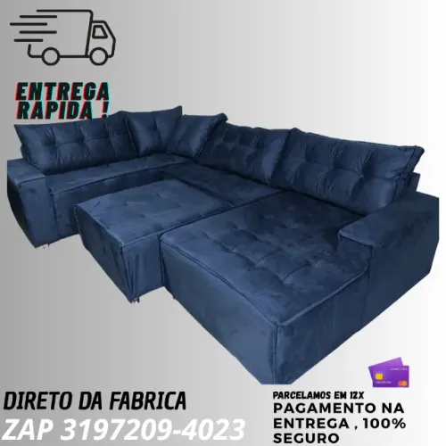 Sofá Modulado Toro com Chaise e Puff - Estilo e Conforto para sua Sala
