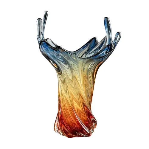 Vaso Decorativo de Vidro Esculpido