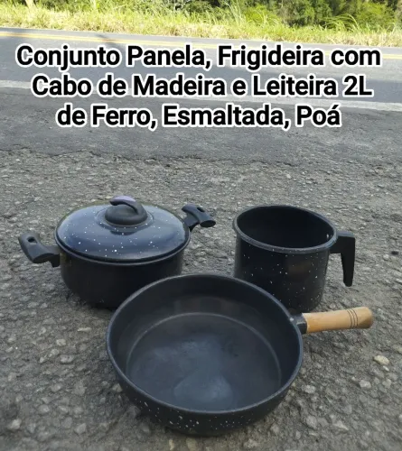 Conjunto Panela Ferro Esmaltada 