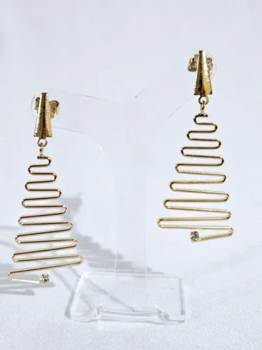 Brinco Rommanel banhado a ouro 18k com cristal na ponta