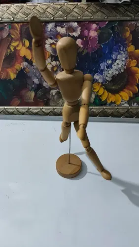 Boneco Articulado de Madeira - 33 cm | Modelo Artístico Sem Face<br>
