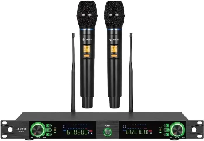 Kit Microfone Sem Fio Duplo Profissional Onistek ON-MC821 UHF Digital