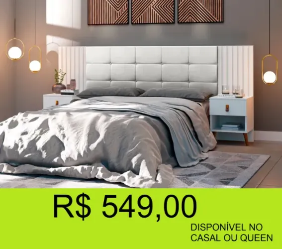 Cabeceira queen com estofado central