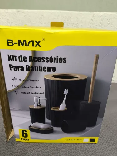 Kit de Acessórios para Banheiro de 6 peças da marca B-Max, modelo BM-F1080.