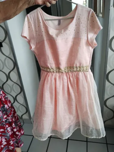 Vestido rosa de criança, 8 a 12 anos 