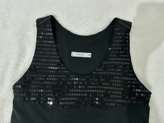 Vestido de festa preto com paetês - Yessica