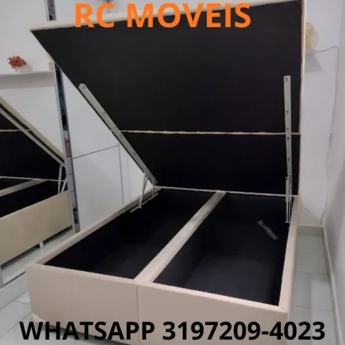 Cama Box Baú Casal 1,38x1,88 Bipartido com Pistão a Gás