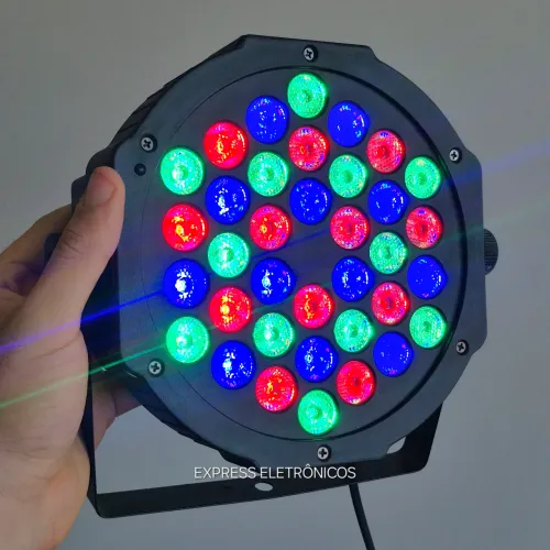 REFLETOR RBG PROFISSIONAL 36 LEDS POTENTE COM CONTROLE REMOTO