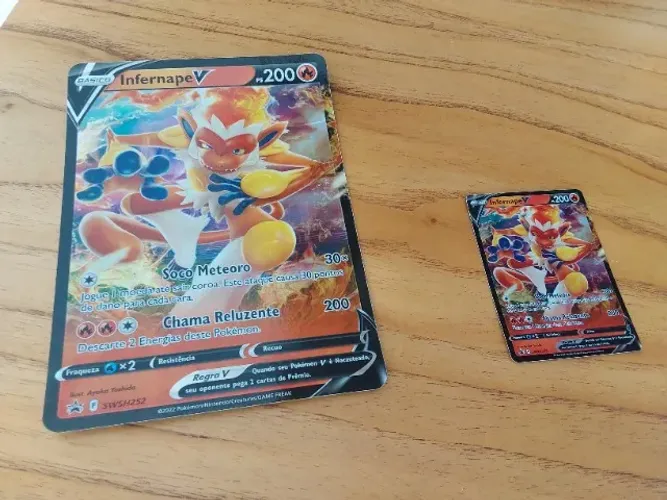 Cartas pokemom: infernape V , e infernape V carta grande