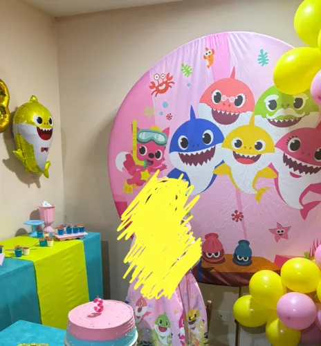 Tecido para Arco de Decoração de Festa Infantil Baby Shark