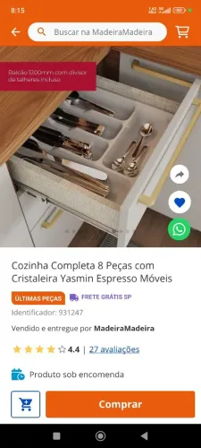 Vendo cozinha 08 peças Madeira Madeira