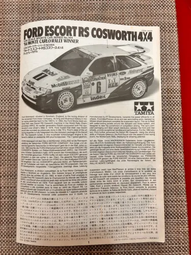 Manual Tamiya Ford Escort RS Coswort 4x4 - Monte Carlo Rally