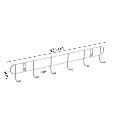 Cabideiro de parede 8 ganchos