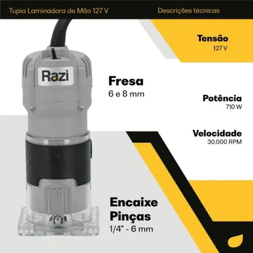 TUPIA LAMINADORA DE MAO RAZI 1/4POL 6MM 710W 220V