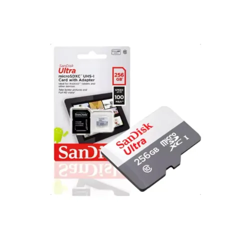 CARTÃO DE MEMORIA 256GB MICRO SD COM ADAPTADOR SD CLASSE 10 100MBPS SANDISK ULTRA