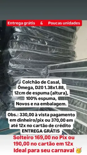 Colchão Casal Espuma D20 138x188x12 - Entrega Grátis