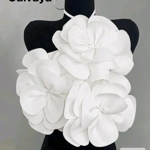 Top floral branco