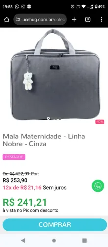 Conjunto (Bolsa M e Mala Maternidade - linha nobre cinza (marca Hug) 