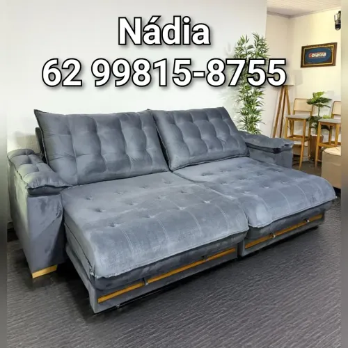 Sofá 3 lugares retrátil pillow top