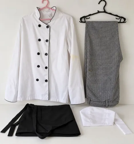 Kit Uniforme Hotelaria/Gastronomia - Doma, Calça, Avental e Touca