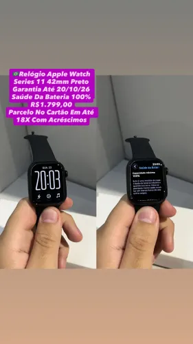 Apple Watch Series 11 42MM Preto - Garantia Até 20/10/26 (Usado)